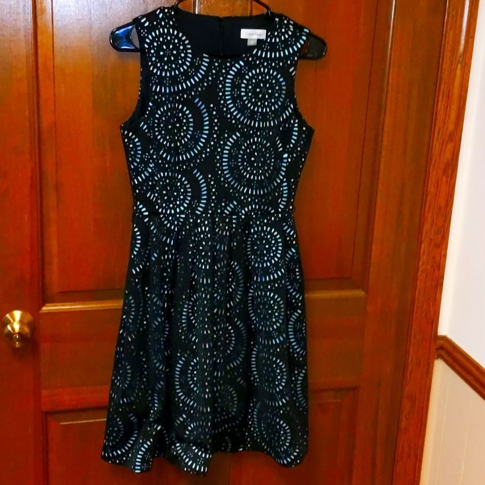 Calvin Klein petite cutout black and aqua dress